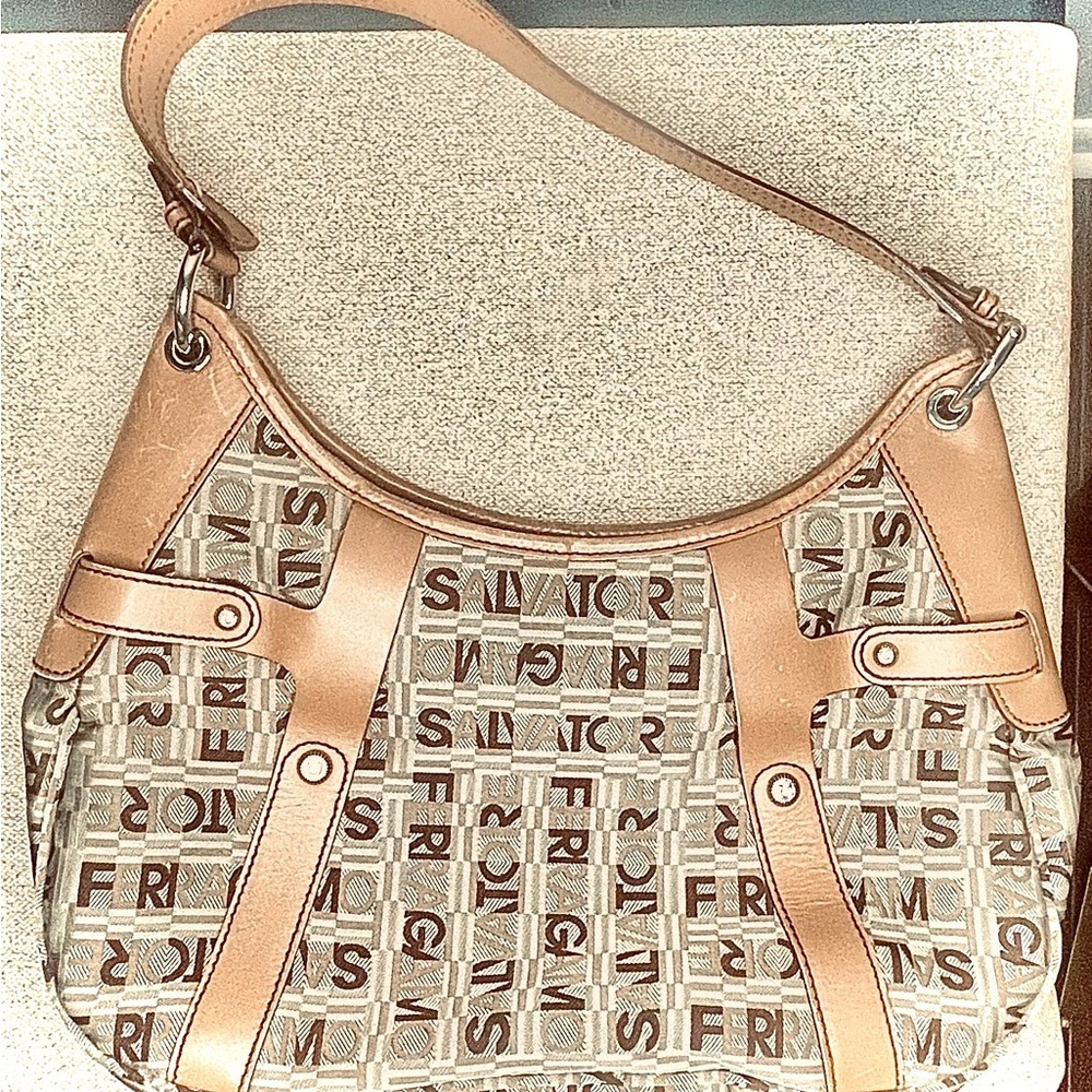 Salvatore Ferragamo Tan and Brown Women's Fartecth Shoulder Bag